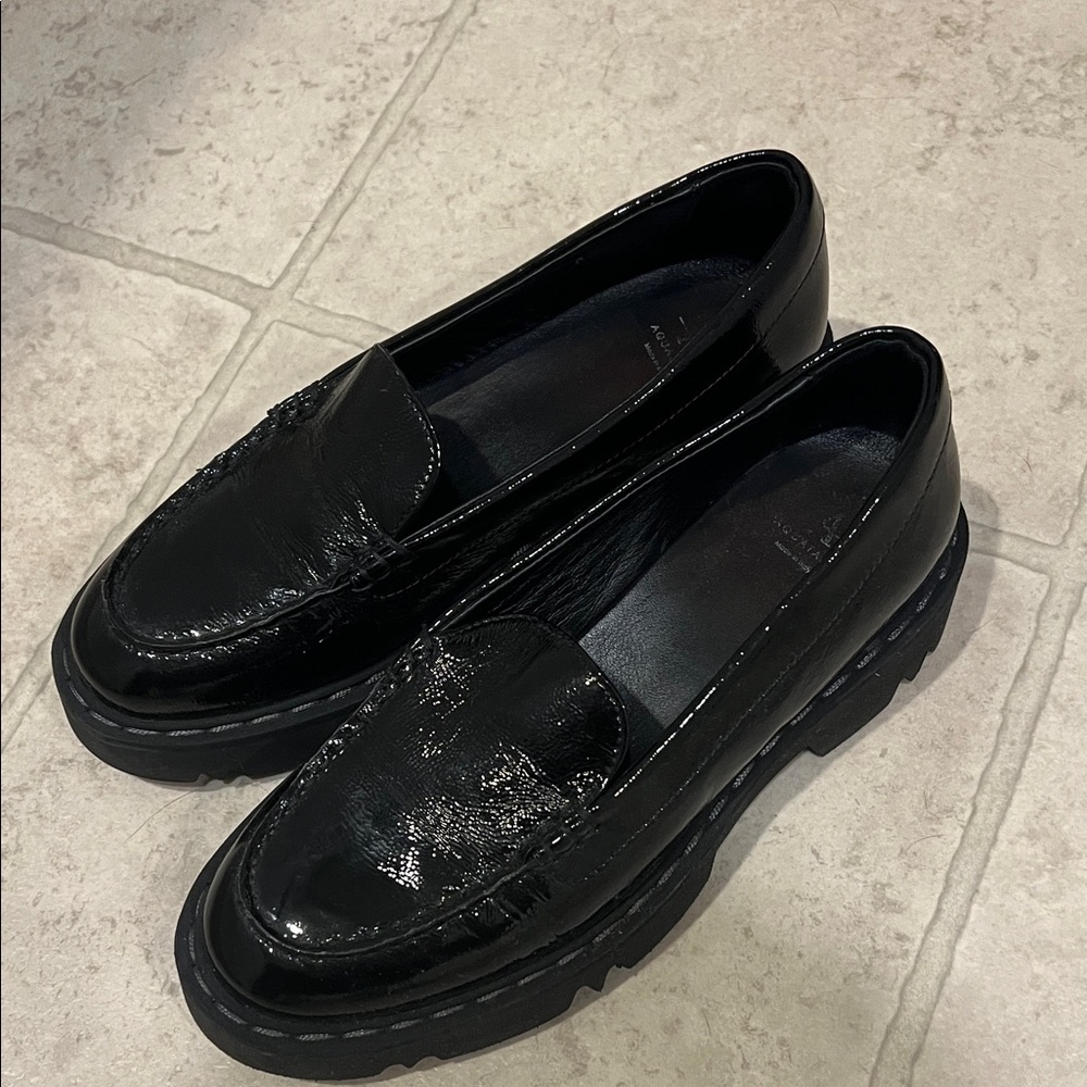 Aquatalia Black Chunky Sole Loafers